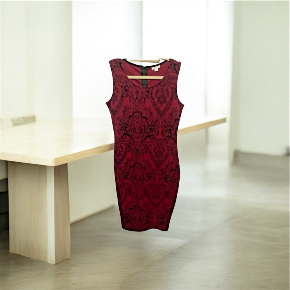 Olivia Matthews Stunning Sleeveless Long Red/Black Dress 6 spandex /polyester